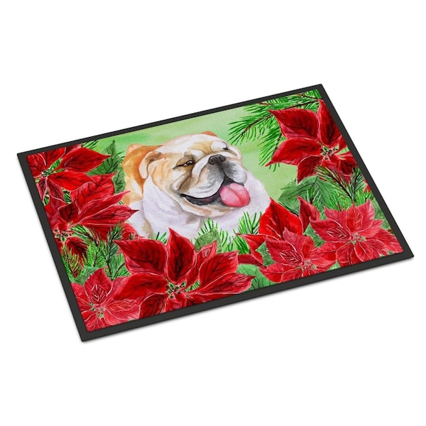 Carolines Treasures English Bulldog Poinsettas Indoor or Outdoor Mat, 24 x 36 in. CK1288JMAT - main